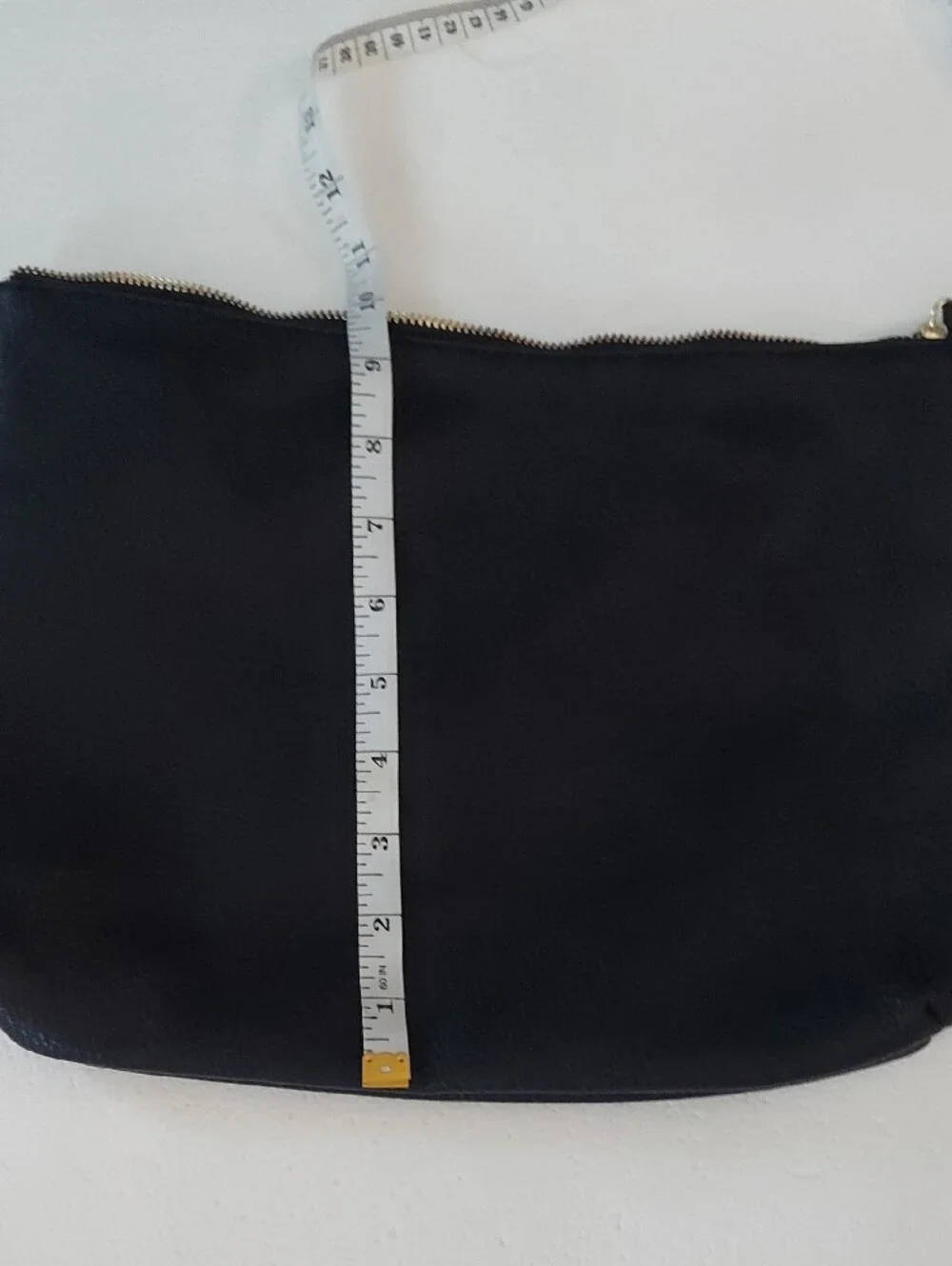 Steve Madden Black Began Leather Pouch with Gold Zip